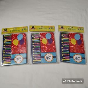 9pc Small Gift Box Birthday Candles Balloons For You 3pk of 3 Boxes Bundle NEW